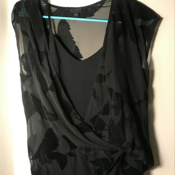 ALLSAINTS Kelso Lux Riviera Foral Mesh Slit Dress - Picture 6 of 6